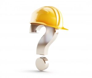 question mark wearing a hardhat 